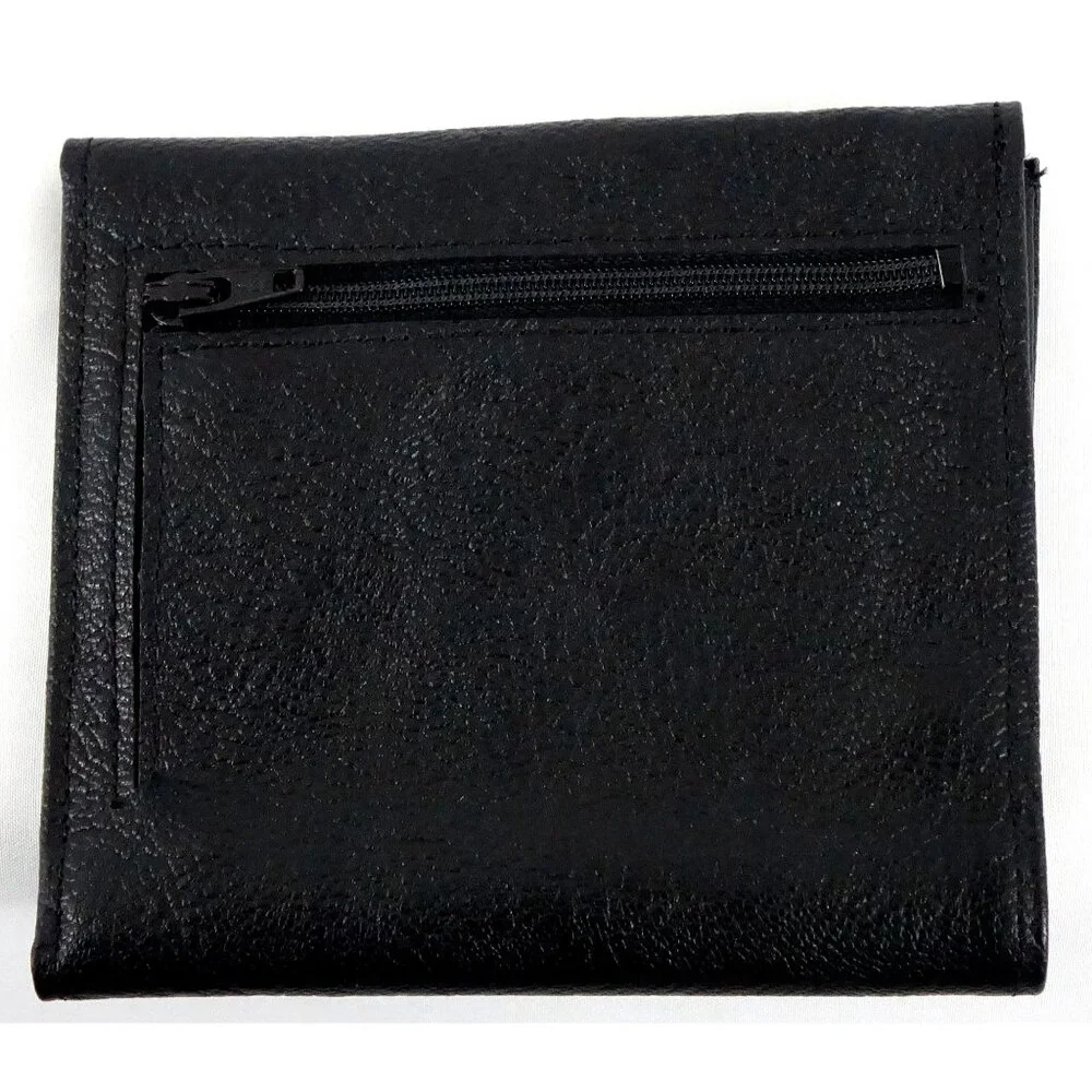 Vintage St Thomas Wallet Black Pebbled Leather Genuine Cowhide Womens Billfold G